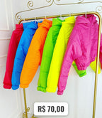 Jaqueta Feminina Puffer Neon de Frio Manga Longa