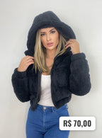 Jaqueta Feminina Puffer Neon de Frio Manga Longa