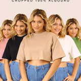 Kit com 5 camisetas manga curta cropped